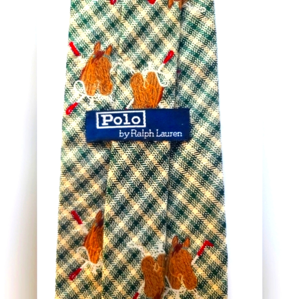 🐎 POLO RALPH LAUREN HORSE POLO PLAYER HAND MADE 100% SILK TIE - Picture 2 of 7